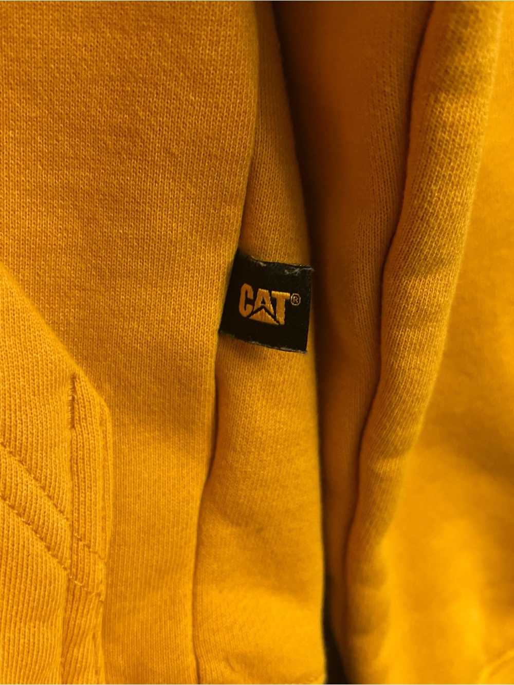 Caterpillar golden Yellow Pullover Hoodie with CAT Chest Logo - Picture 3 of 6